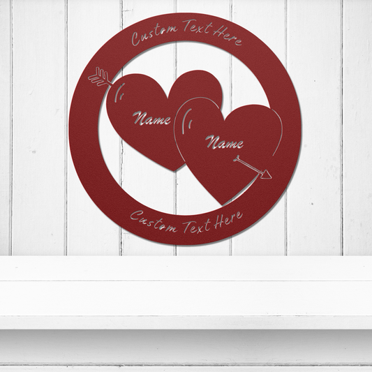 Personalized Hearts Metal Art