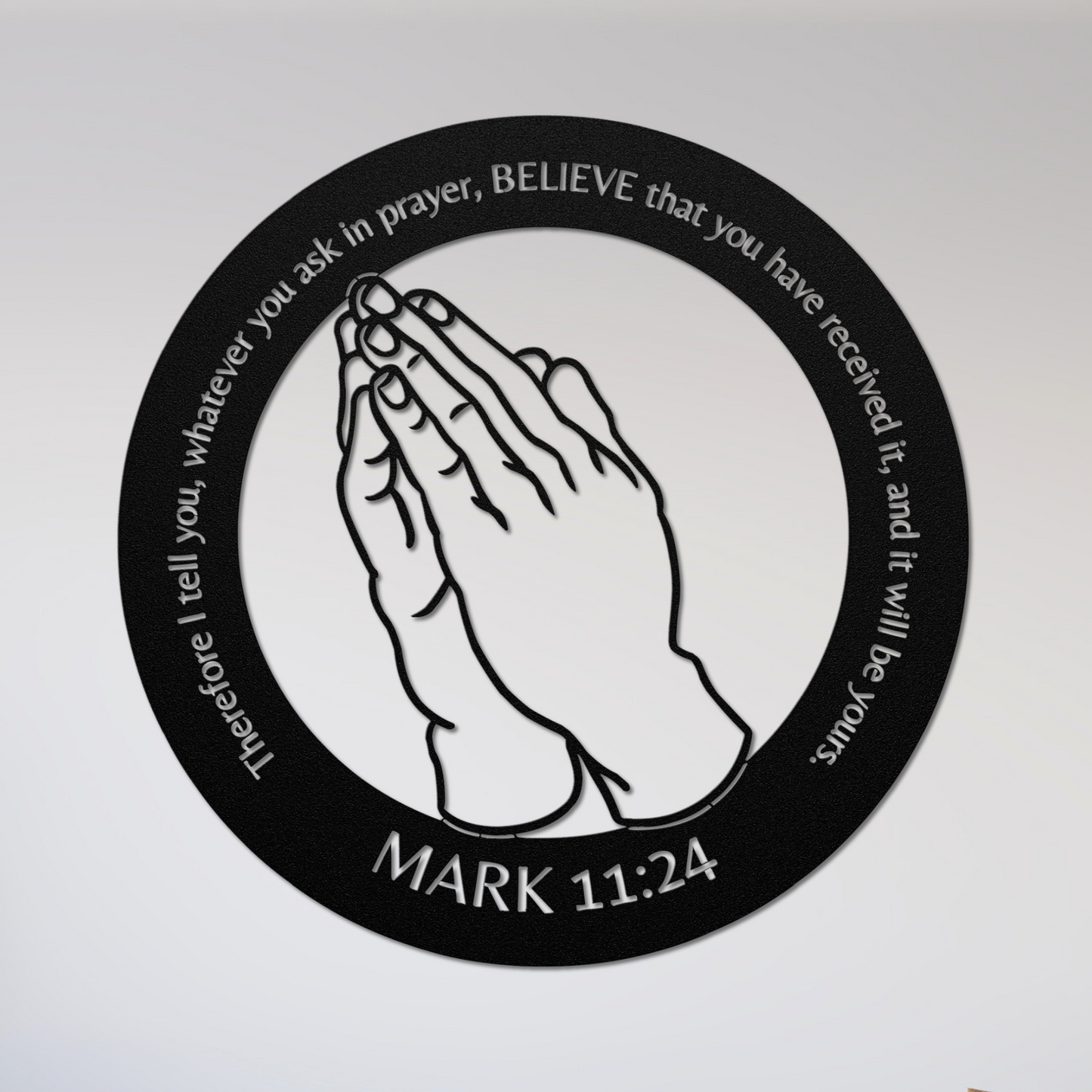 Mark 11:24 Praying Hands Metal Art