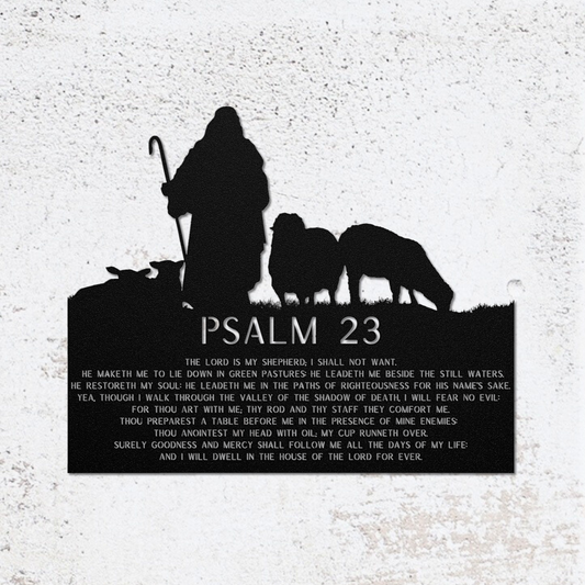 Psalm 23 Shepherd and Sheep Metal Art