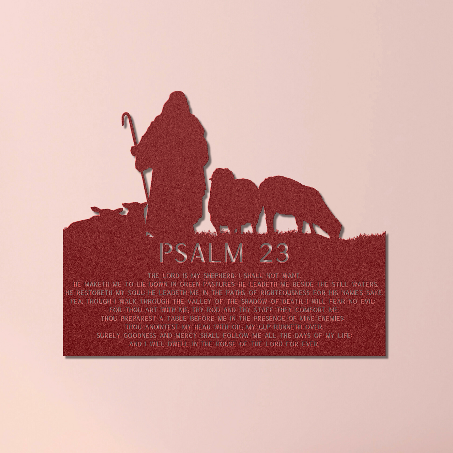 Psalm 23 Shepherd and Sheep Metal Art